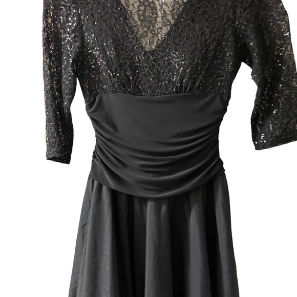 Jessica Howard Women’s Size 4P Sequin Lace Evening Cocktail  Black Dress - Picture 2 of 8